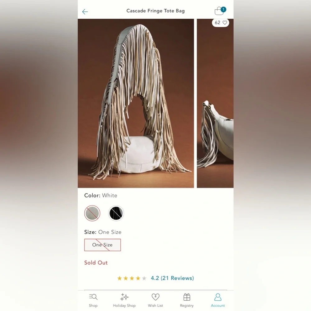 Anthropologie “Cascade” Fringe Leather Shoulder Bag - Picture 6 of 6